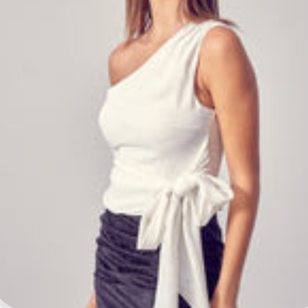 Do+Be white tie one shoulder top, small, boutique